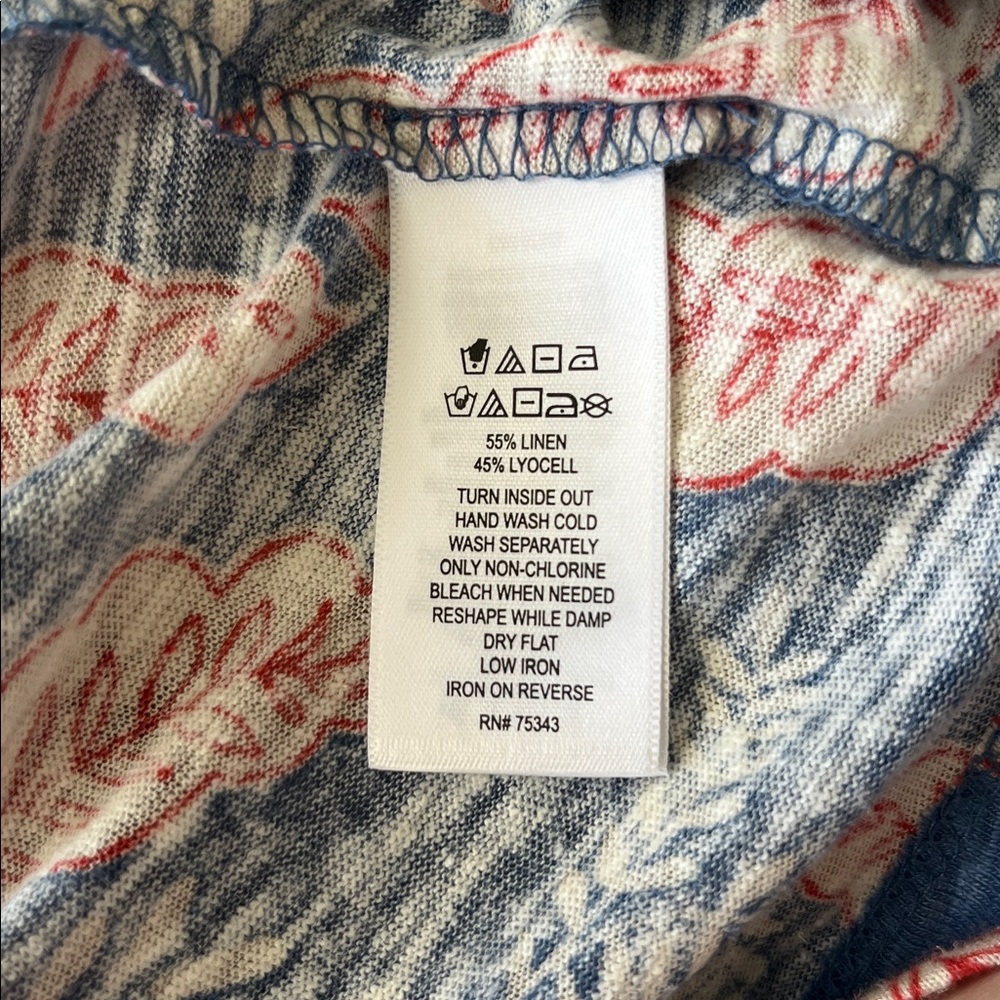 Rachel Zoe Linen Fresh Halter Top Blue Red White Floral Lightweight Vacation 1X - Picture 5 of 5